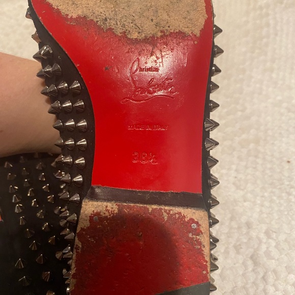 Christian Louboutin Black Spiked Loafers in well loved condition 38.5 - Picture 12 of 16